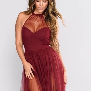 Fashion nova size small dress in wine.